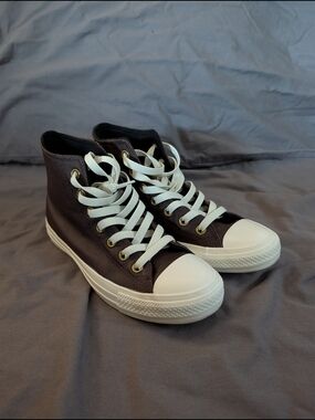 Converse High Top Sneakers in Dark Brown with White Accents